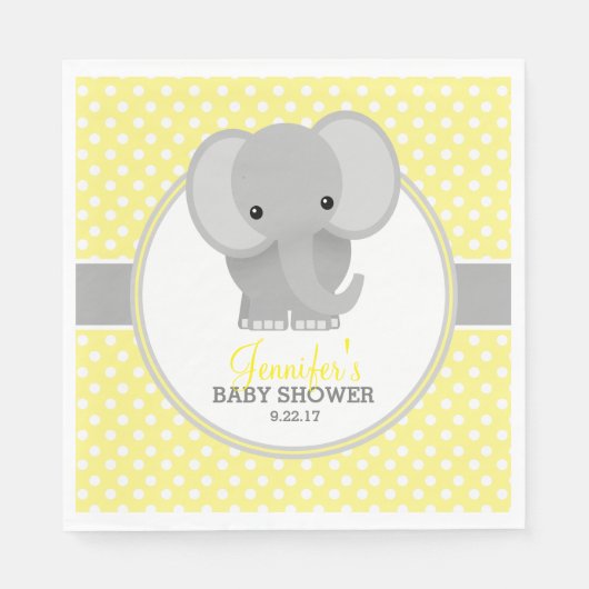 Serviette En Papier Baby shower Eléphant bébé (jaune) (Devant)