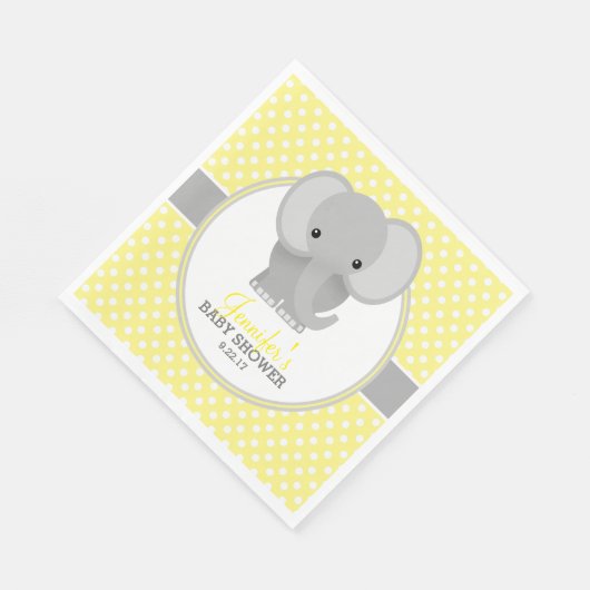 Serviette En Papier Baby shower Eléphant bébé (jaune) (Coin)