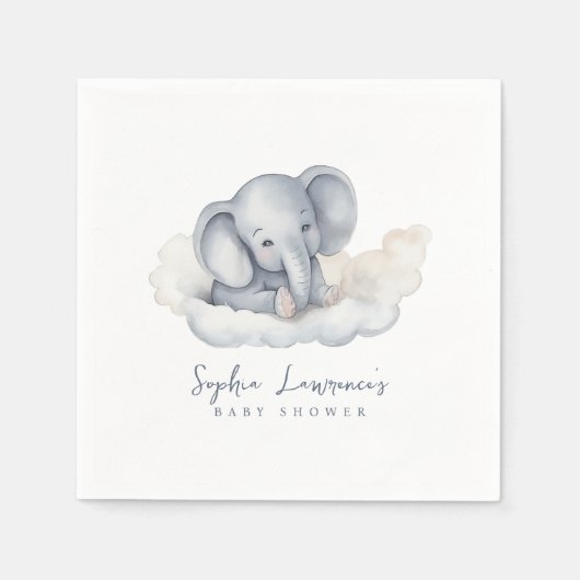 Serviette En Papier Baby shower Eléphant Bébé mignon (Devant)