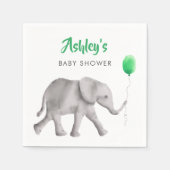 Serviette En Papier Baby shower Eléphant Bébé mignon serviettes, vert (Devant)