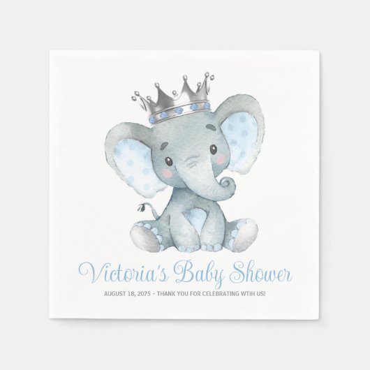Serviette En Papier Baby shower éléphant bébé personnalisé (Devant)