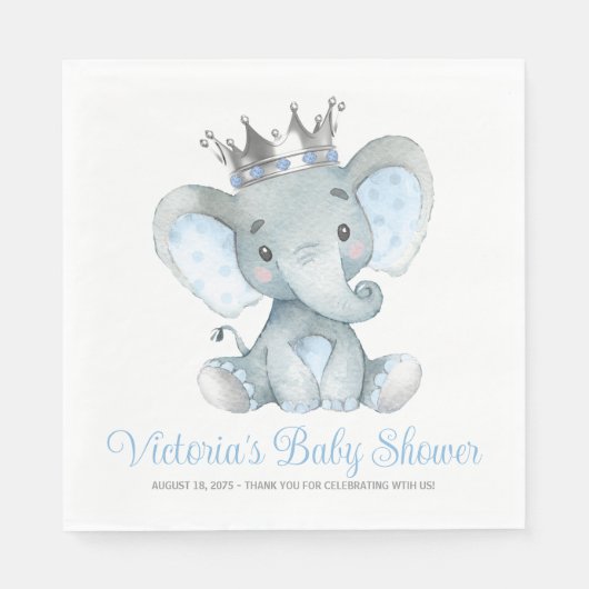 Serviette En Papier Baby shower éléphant bébé personnalisé (Devant)