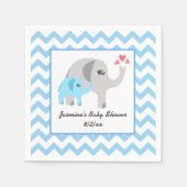 Serviette En Papier Baby shower éléphant bleu et blanc (Devant)
