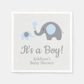 Serviette En Papier Baby shower éléphant bleu et gris serviettes (Devant)