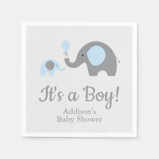 Serviette En Papier Baby shower éléphant bleu et gris serviettes