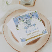 Serviette En Papier Baby shower Eléphant Bleu Floral