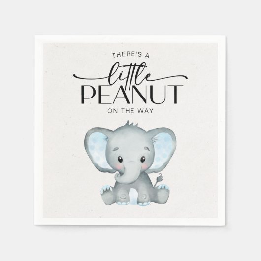 Serviette En Papier Baby shower Eléphant bleu petit arachide (Devant)