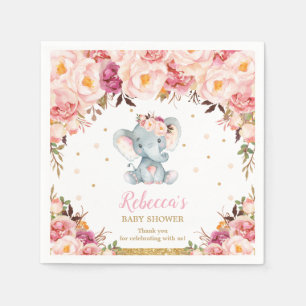 Serviette En Papier Baby shower Eléphant Bleu Serviettes Florales