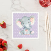 Serviette En Papier Baby shower Eléphant fille serviettes violettes (En situation)