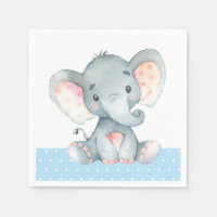 Baby shower éléphant garçon serviettes bleues