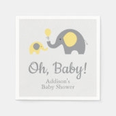 Serviette En Papier Baby shower éléphant jaune et gris serviettes (Devant)