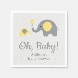 Serviette En Papier Baby shower éléphant jaune et gris serviettes