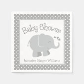 Serviette En Papier Baby shower éléphant moderne gris et blanc (Devant)