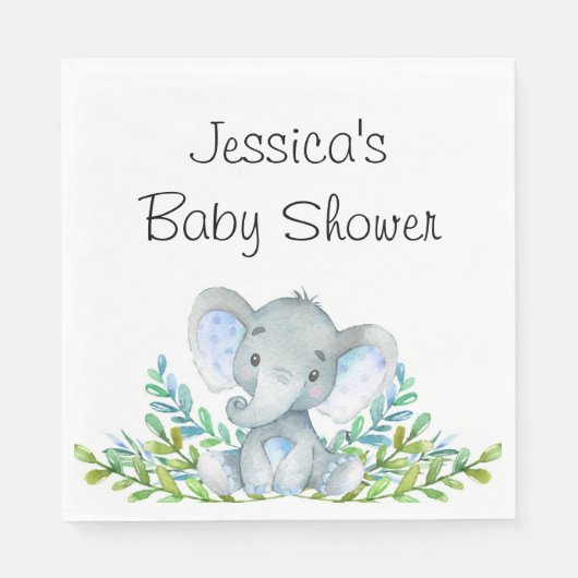 Serviette En Papier Baby shower éléphant, première fête d'anniversaire (Devant)