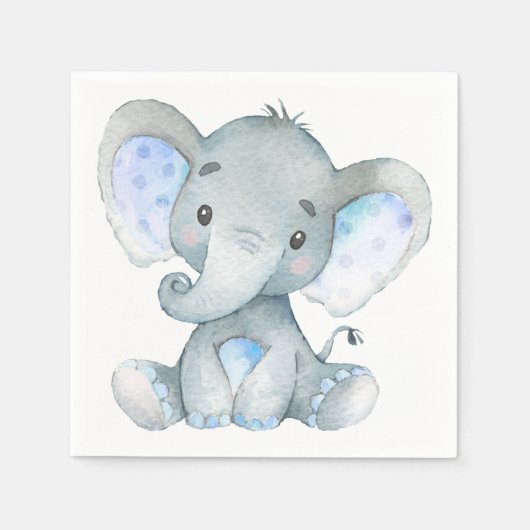 Serviette En Papier Baby shower éléphant, première fête d'anniversaire (Devant)