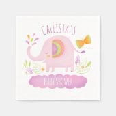 Serviette En Papier Baby shower Eléphant rose mignon personnalisé (Devant)