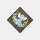 Serviette En Papier Baby shower Eléphant Rustique Garçon Bleu serviett (Coin)