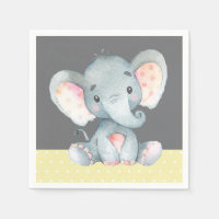 Baby shower éléphant serviettes jaune et gris