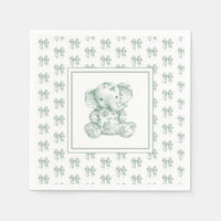 Baby shower Eléphant Toile Verte