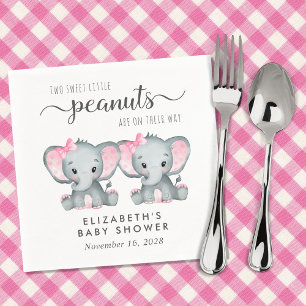 Serviette En Papier Baby shower Eléphant Twin Girls