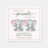 Serviette En Papier Baby shower Eléphant Twin Girls (Devant)