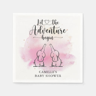 Serviette En Papier Baby shower Eléphants Jumeaux