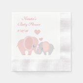 Serviette En Papier Baby Shower, Éléphants Roses Mignons (Devant)