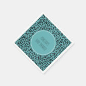 Serviette En Papier Baby shower Empreinte de léopard Aqua Black (Coin)