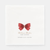 Serviette En Papier Baby shower en bois d'aquarelle simple rouge (Devant)
