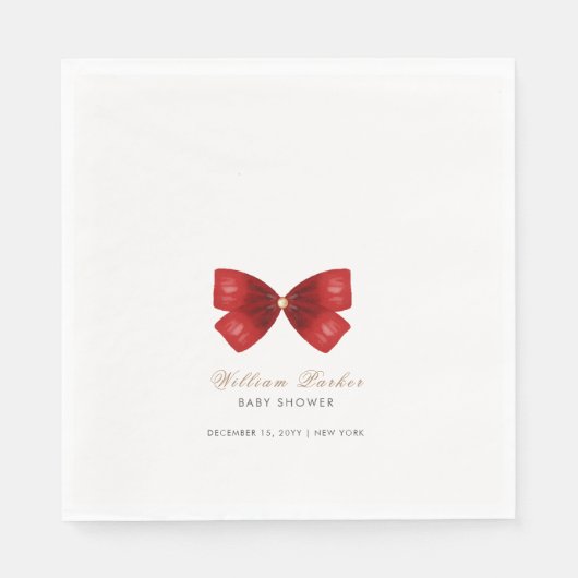 Serviette En Papier Baby shower en bois d'aquarelle simple rouge (Devant)