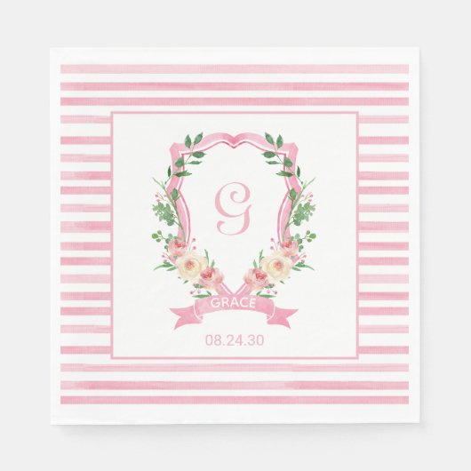 Serviette En Papier Baby shower en crête rose (Devant)