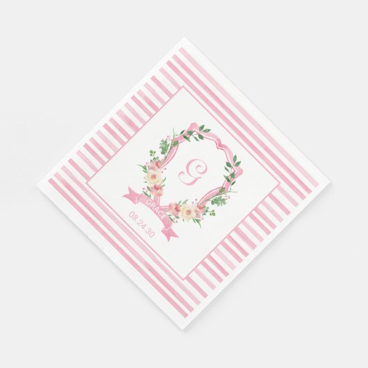 Serviette En Papier Baby shower en crête rose (Coin)