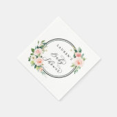 Serviette En Papier Baby shower en fleurs rose pâle (Coin)