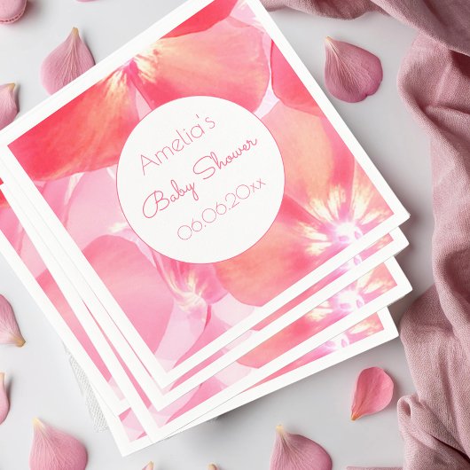 Serviette En Papier Baby shower en fleurs roses