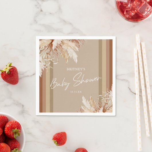 Serviette En Papier Baby shower en laiton Rustique Boho Pampas (En situation)