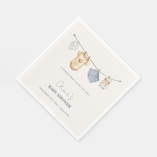 Serviette En Papier Baby shower en ligne Boho simple (Coin)