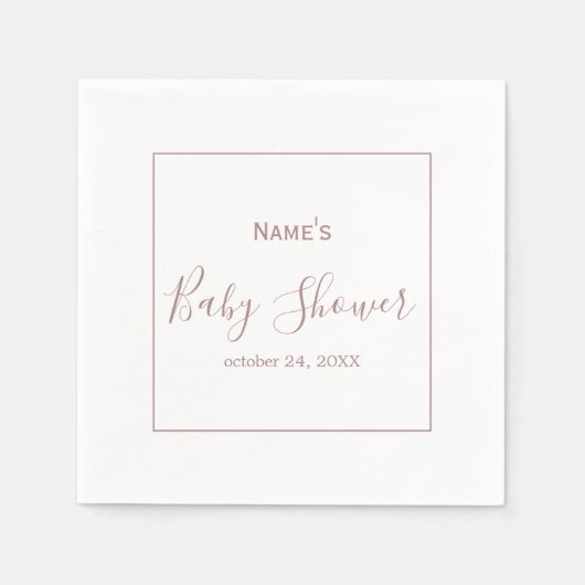 Serviette En Papier Baby shower en or Rose personnalisé (Devant)