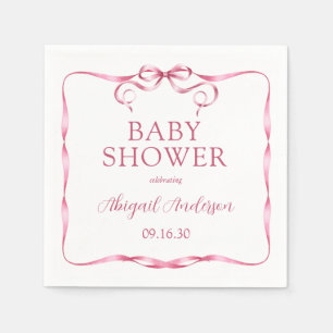 Serviette En Papier Baby shower en ruban rose aquarelle