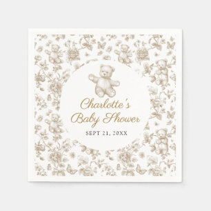 Serviette En Papier Baby shower en toile Beige Teddy Beige neutre pour