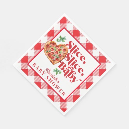 Serviette En Papier Baby shower en tranche blanche rouge moderne (Coin)