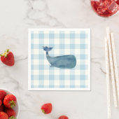 Serviette En Papier Baby shower En vichy bleu baleine (En situation)