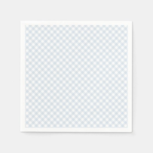 Serviette En Papier Baby shower en vichy bleu clair simple (Devant)