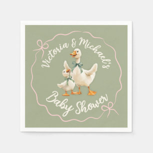 Serviette En Papier Baby shower En vichy Bow de l'oie bête