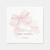Serviette En Papier baby shower En vichy Bow rose (Devant)
