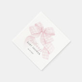 Serviette En Papier baby shower En vichy Bow rose (Coin)
