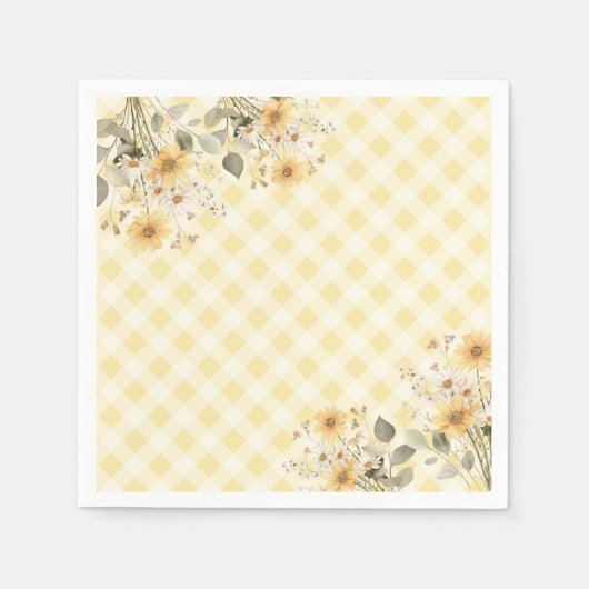 Serviette En Papier Baby shower en vichy jaune (Devant)