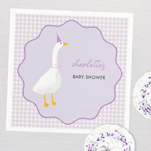 Serviette En Papier Baby shower En vichy Little Goose Lilac