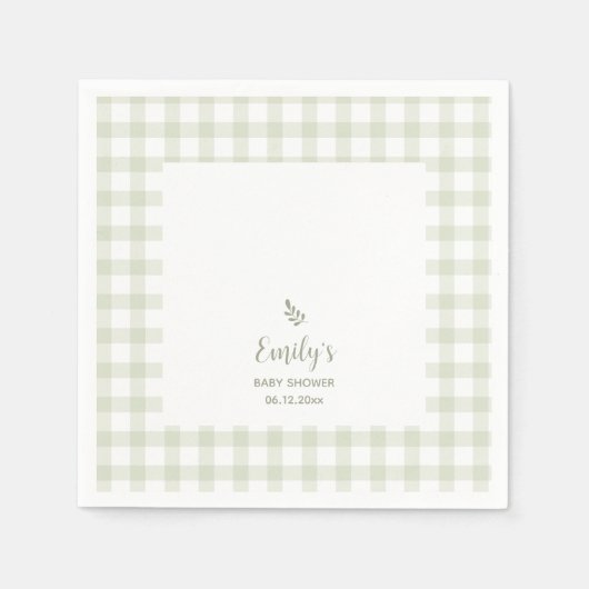 Serviette En Papier Baby shower En vichy simple et élégant (Devant)