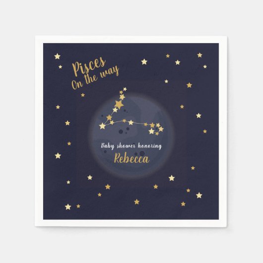 Serviette En Papier Baby shower en zodiaque Pisces (Devant)