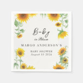 Serviette En Papier Baby shower ensoleillé de tournesol jaune élégant (Devant)